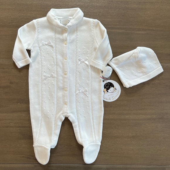 Sarah Louise Other - New Sarah Louise Baby Infant Newborn White Sweater Footie with Bonnet